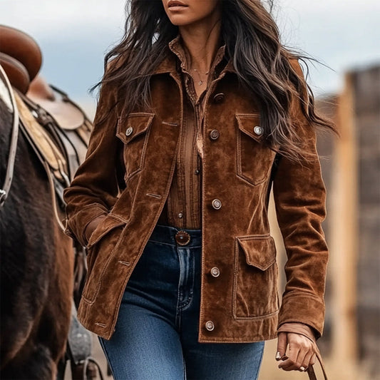 Noelle rustik brun ruskindsjakke